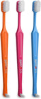Paro S39 Extra Sensitive Toothbrush, Soft Bristles, 5 Rows, 39 Tuft, Exchangeable Inter Space F, 3 Pack Multi Color