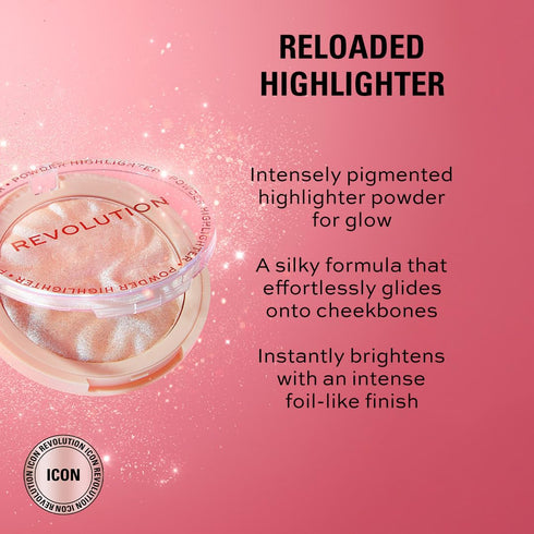 Revolution Reloaded Pressed Powder Highlighter, Intensely Pigmented for High Impact Dewy Finish, Dare to Divulge