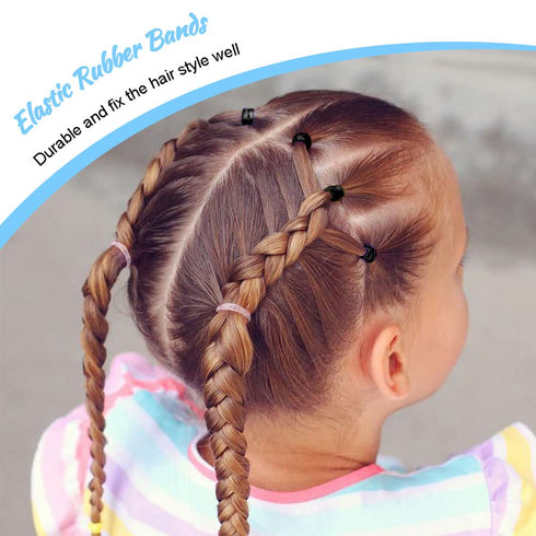 Topsy Tail Hair Tool Set, 400pcs Hair Rubber Bands, 200pcs Clear & Black Elastics, 2 Hair Loop Tools, 1 Rat Tail Comb