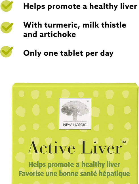 NEW NORDIC Active Liver Supplement, 30-Day Supply, Milk Thistle, Artichoke & Turmeric, 30 Tablets, Pack of 1