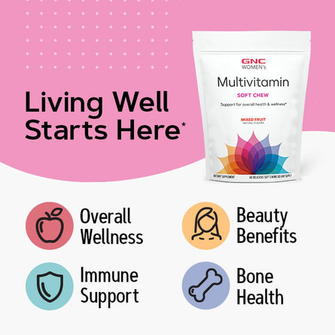 GNC Women's Multivitamin Soft Chew - Mixed Fruit