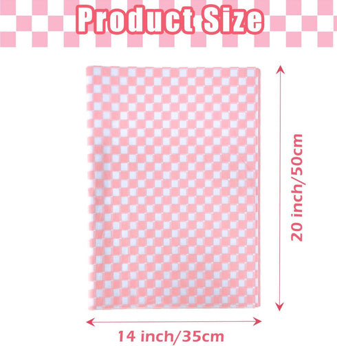 MUNILAIL 100 Sheets Pink and White Checkered Tissue Paper, 14 x 20 Inches for Gift Bags, Bulk Wrapping Paper, Crafts