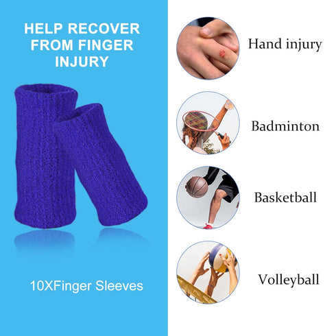 10Pcs Finger Compression Sleeves Support, Finger Sleeve Protectors Cots Thumb Brace for Trigger Finger Arthritis Swelling Basketball Sport, Breathable Elastic Pain Relief
