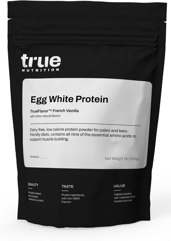 True Nutrition Egg White Protein Powder, 24g Non-GMO Egg Protein per Serving, French Vanilla, 1lb