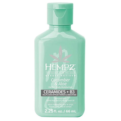 Hempz Body Lotion - Cucumber & Aloe Limited Edition Mini Daily Moisturizing Cream, Shea Butter, Aloe, All Natural Hemp