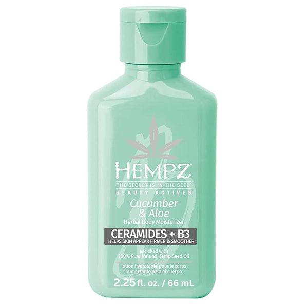 Hempz Body Lotion - Cucumber & Aloe Limited Edition Mini Daily Moisturizing Cream, Shea Butter, Aloe, All Natural Hemp