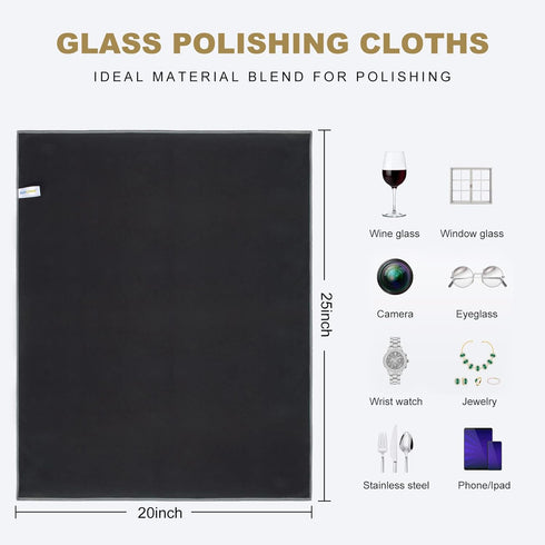 SINLAND Microfiber Glass Polishing Cloths Large Size Thick Lintless Drying Towels for Wine Glasses Stemware Dishes Stainless Appliances 20 Inch X 25 Inch Pack of 4 Black by SINLAND