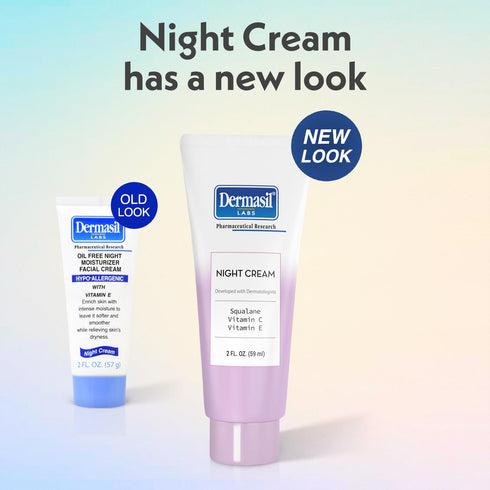Night Cream 3-Pack – Anti-Aging Face Moisturizer with Squalane, Hyaluronic Acid, Vitamin C, 2 Oz Ea by Dermasil