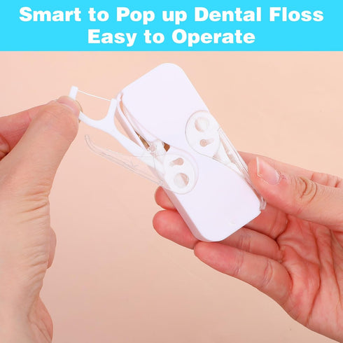 WJIAAA 2 Pack 24 Flosser Dispenser with Pcs Floss, Compact Dual-Opening Floss Container for Adults Fits Pocket