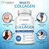 Multi Collagen Pills, 180 Capsules - Type I, II, III, V & X Collagen Peptides, Wild Fish, Eggshell, Chicken & Beef