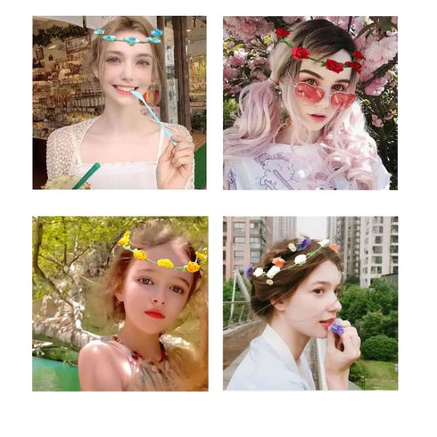 Kaptin 20 Pack Multicolor Flower Crown Headband - Women Girl Fashion Floral Garland for Festival, Wedding Party