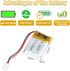 3.7V 200mAh 602025 Lipo Battery Pack, Rechargeable Lithium Polymer with PH2.0mm JST Connector