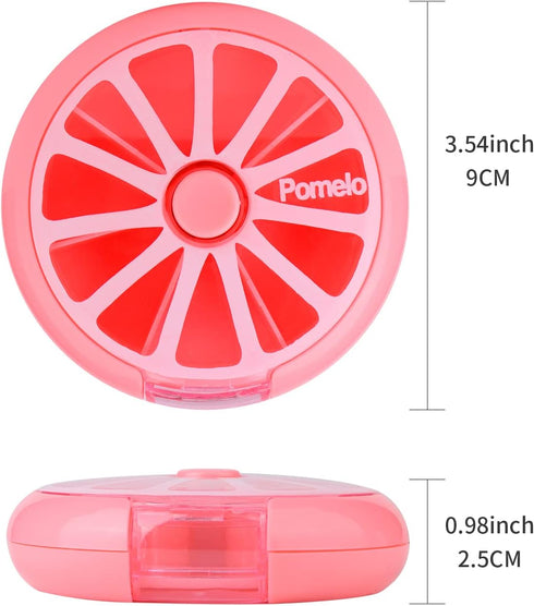KINMINGZHU 7 Creative Portable Mini Day Weekly Circular Shape Rotary Cute Fruit Style Pill Storage Case Box (Pomelo)