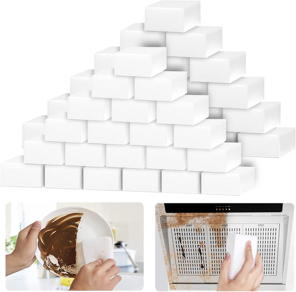 100 Pack Magic Sponge Eraser - Premium Melamine Foam for Multi-Functional Household Cleaning, No Scratch Pads