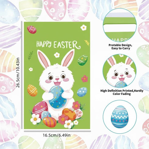 Lanfixilly 50 Easter Gift Bags with handles Colorful Pcs,Plastic Easters Eggs Bunny Goodie Candy Tote Favor Bag