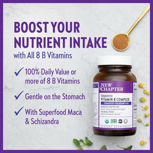New Chapter Vitamin B Complex - Fermented, USDA Organic, ONE Daily for Energy & Brain - 60 Count