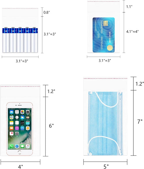 Clear Cellophane Plastic Bags, 100ct Resealable OPP Cello Bags for Cookies, Jewelry, Crafts, and Party Favors