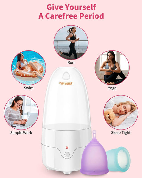 Set 2, Reusable Menstrual Cup (Small & Large Size) of Soft Silicone, Low or High Cervix, Safe Period Cup, Heavy & Light