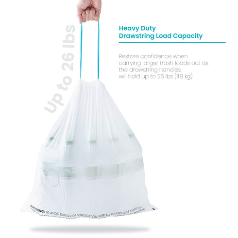 Home Zone Living 8 Gallon Kitchen Trash Bags, Heavy Duty Drawstring Handles, Custom Fit Design for 30 Liter Dual