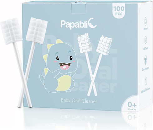 Papablic 100-Pack Baby Tongue Cleaner, Baby Toothbrush, Upgrade Gum Cleaner for Infants Ages 0-2 Years