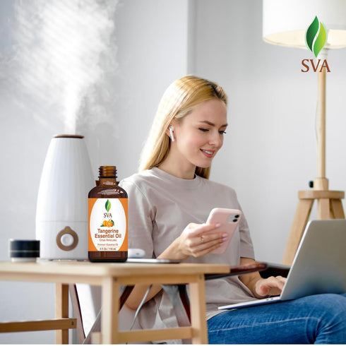SVA Tangerine Oil - 4 oz (118 ml) - Premium Essential Oil with Dropper for Diffuser & Skin Care