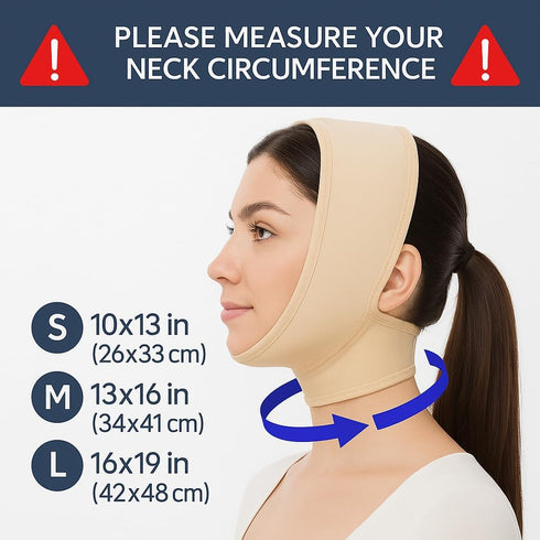 Slimmer, Post Surgical Chin Strap Bandage for Women - Neck and Chin Compression Garment Wrap - Face Jowl Tightening (L)