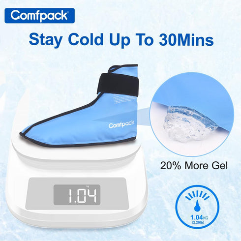 Foot Ankle Ice Pack Wrap, 2 Packs Reusable Gel Ice Pack for Foot After Surgery, Pain Relief for Plantar Fasciitis,