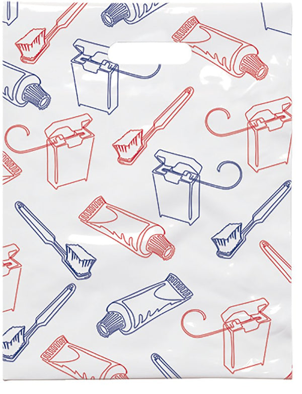 Brush Paste Floss Dental Giveaway Bags, 9" x 12", 100 Pack
