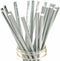 Shining Silver Paper Straws for Drinking, 100 Disposable Metal Silver Drinking Straws for Wedding Decoration