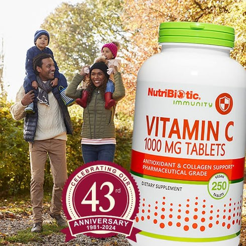 NutriBiotic Vitamin C 1000 Mg, 250 Count Tablets, Immune & Antioxidant Support Supplement