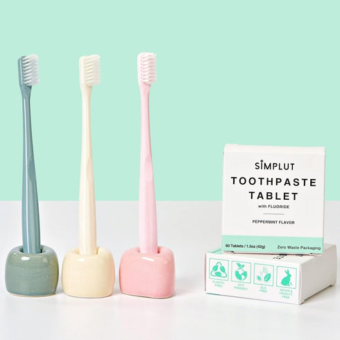 Chewable Toothpaste Tablets with Fluoride, 60 Pack, Eco Friendly Vegan Dental Tabs for Brushing
