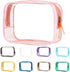 Clear Pouch Small Makeup Bag, TSA Approved 6.6"x2.3"x4.7" Clear Travel Bags for Toiletries, Cosmetic Bag for Women and