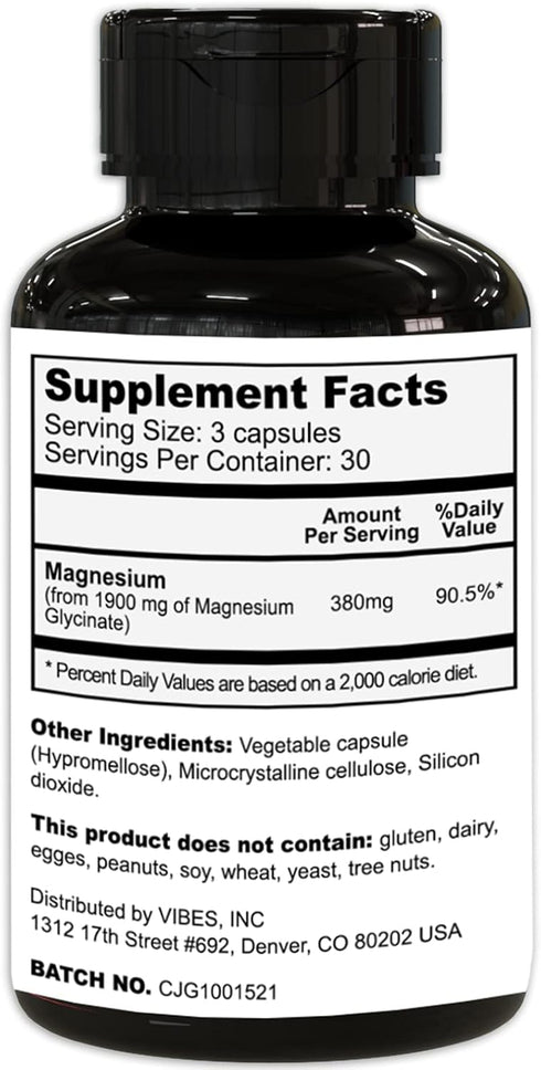 Magnesium Glycinate Supplement | 90 Capsules, Mineral Magnesium Supplement