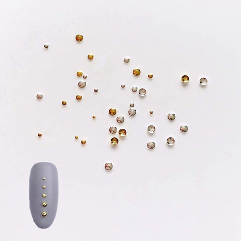 NAIL ANGEL 1000pcs/bag Nail Art Round Metal Studs in Different Sizes, Gold and Silver Color 10011