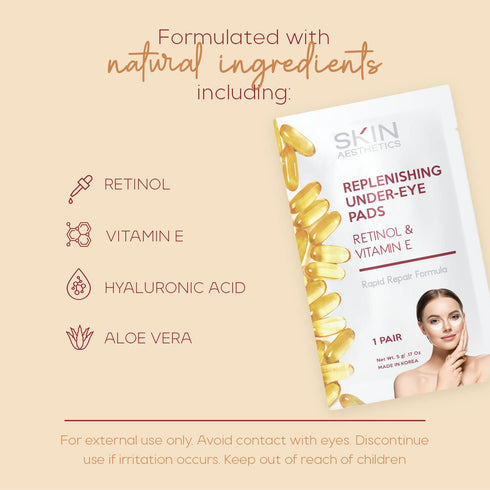 Retinol & Vitamin E Under Eye Patches, Reduces Wrinkles and Fine Lines, Anti-aging Korean Skin Care