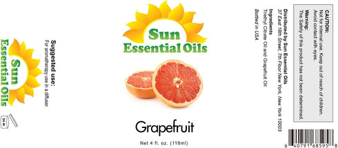 Sun Essential Oils 4oz - Grapefruit Essential Oil - 4 Fluid Ounces - Grapefruit Essential Oil for Candle Making - Grapefruit Oil - Aromatherapy Oil Grapefruit - Aromatherapy Oils