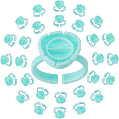 Pretty 100PCS Glue Rings for Eyelash Extensions - Lash Glue Holder, Volume Lash Rings, Fanning Cup, Green