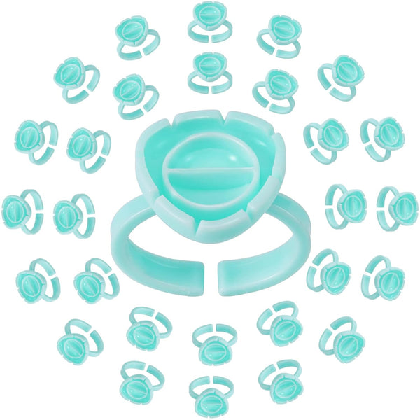 Pretty 100PCS Glue Rings for Eyelash Extensions - Lash Glue Holder, Volume Lash Rings, Fanning Cup, Green