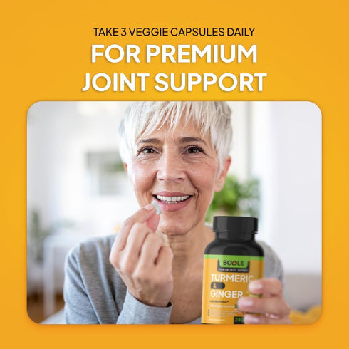 Turmeric Curcumin Supplement - 240 Capsules, Non-GMO with BioPerine & Ginger for Joint Support