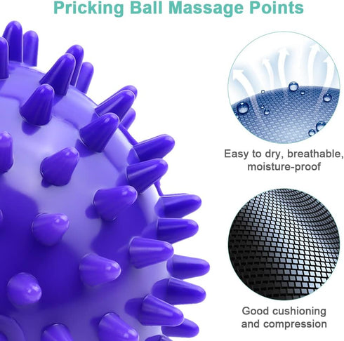 URAQT 3 Pack Set, Spiky Massage Ball, Hard Spiky Massage Ball Roller Professional Physical Therapy Massage Balls