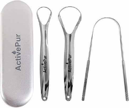 Tongue Scraper Cleaner (3 Pcs), Best Stainless Steel Seller, Use Mouth Wash, Toothpaste for Bad Breath, Handy Travel
