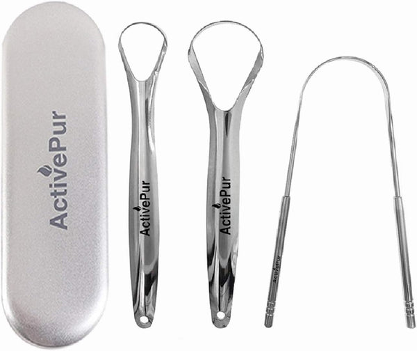 Tongue Scraper Cleaner (3 Pcs), Best Stainless Steel Seller, Use Mouth Wash, Toothpaste for Bad Breath, Handy Travel