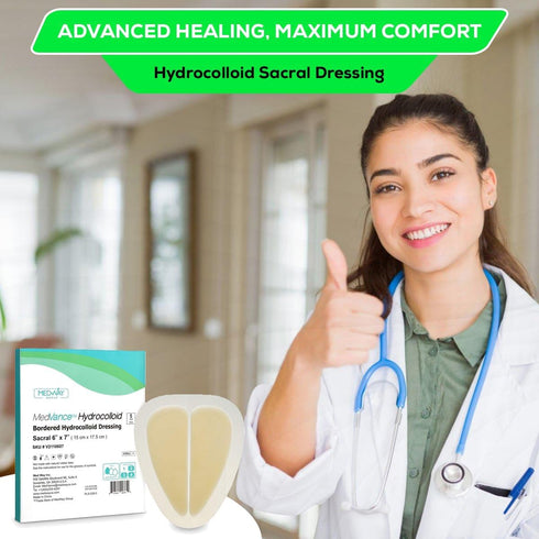 MedVance Hydrocolloid Adhesive Dressing - Bordered Sacral, 6"X 7", Box of 5 Dressings