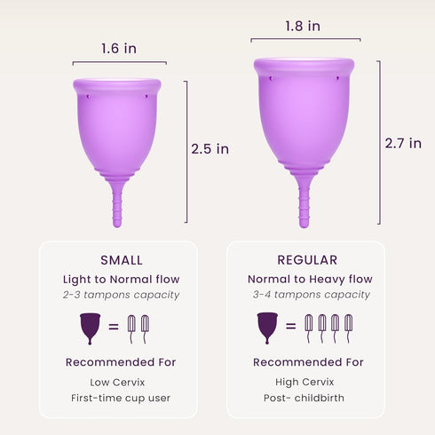 EcoBlossom Reusable Menstrual Cup Set, Medical Grade Silicone Period Cups, Comfortably Use for 12 Hours (2 Regular Cups)