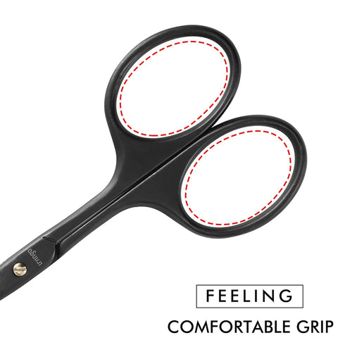 LIVINGO 3.75" Premium Nose Hair Scissors, Curved Safety Blades with Rounded Tip for Facial Hair Trimming