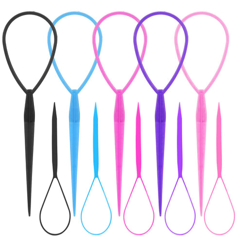 WSYUB Topsy Tail Tools, 10Pcs Hair Styling Accessories, French Braid Tool Loop for Girls, 5 Colors