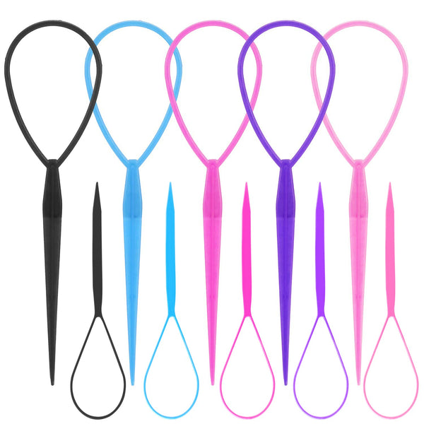 WSYUB Topsy Tail Tools, 10Pcs Hair Styling Accessories, French Braid Tool Loop for Girls, 5 Colors