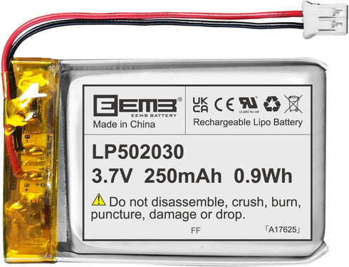 EEMB Lithium Polymer Battery 3.7V 250mAh 502030 Lipo Rechargeable Battery Pack with JST 2.0mm Connector
