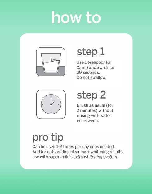 Supersmile Extra Whitening Pre-Rinse - Clinically Formulated Pre-Brush Mouthwash, Cleans and Whitens Teeth