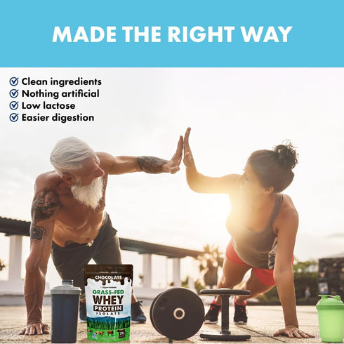 Opportuniteas Grass Fed Chocolate Whey Protein Isolate Powder - 20g Protein - 1lb, Non-GMO, Hormone-Free